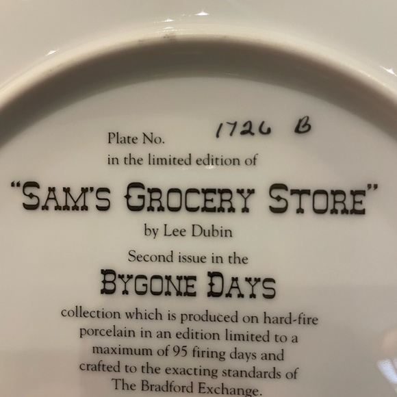 Vintage: Bradford Exchange 1994, “Sam’s Grocery Store” by Lee Dubin. No: 1726B. - Picture 10 of 12